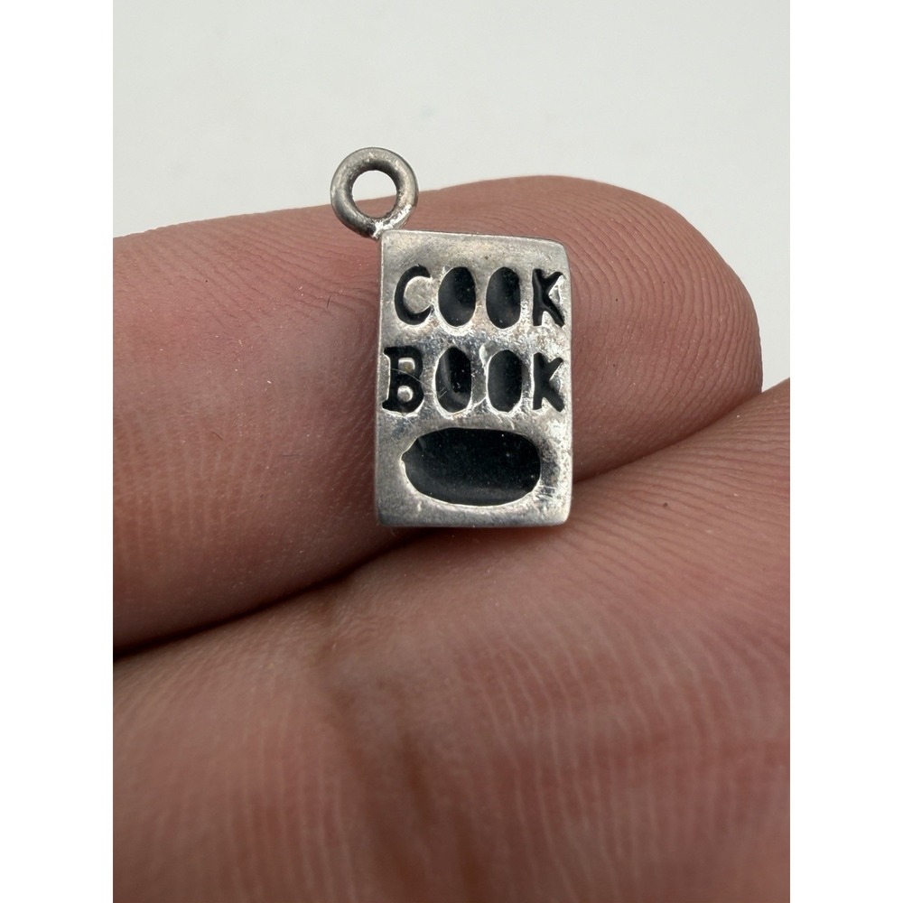 Vintage 925 Sterling Silver Cook Book Charm Pendant